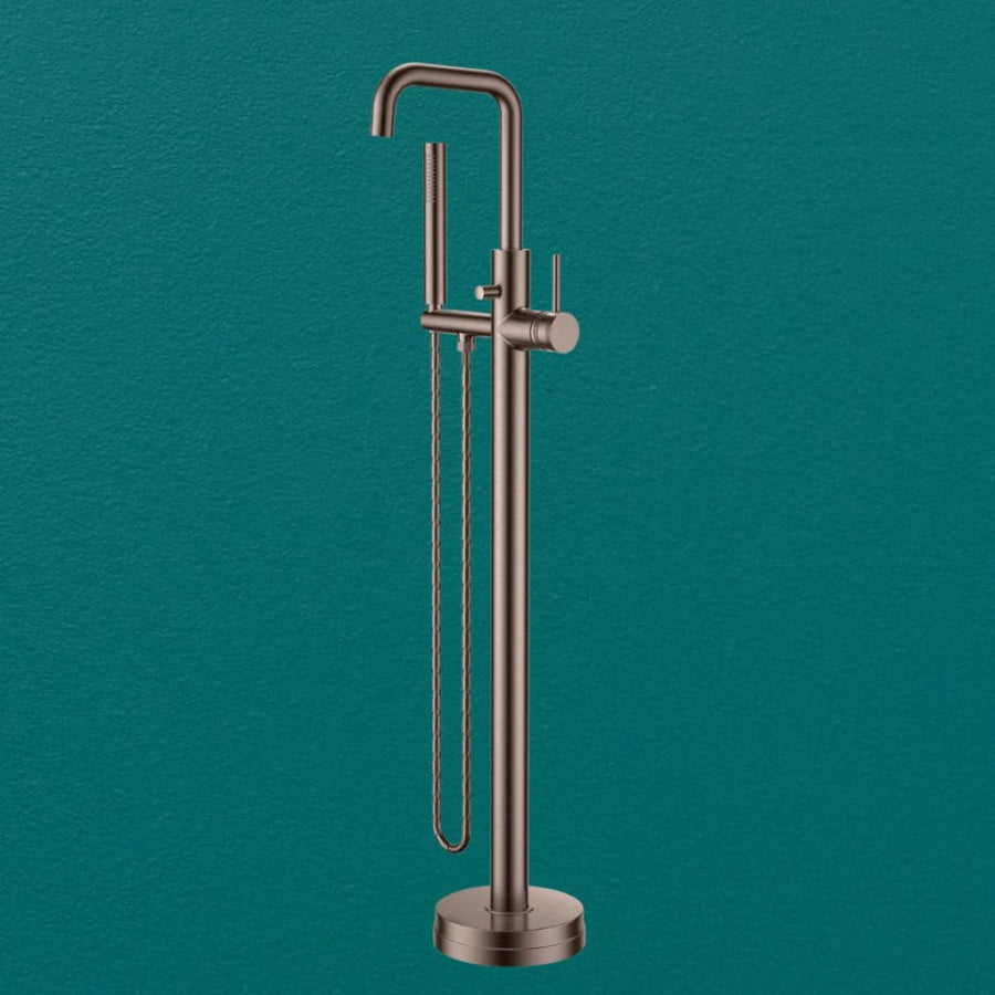 AM00589 - Amara Runswick Freestanding Bath Shower Mixer Tap in Brushed Bronze - Coa Living