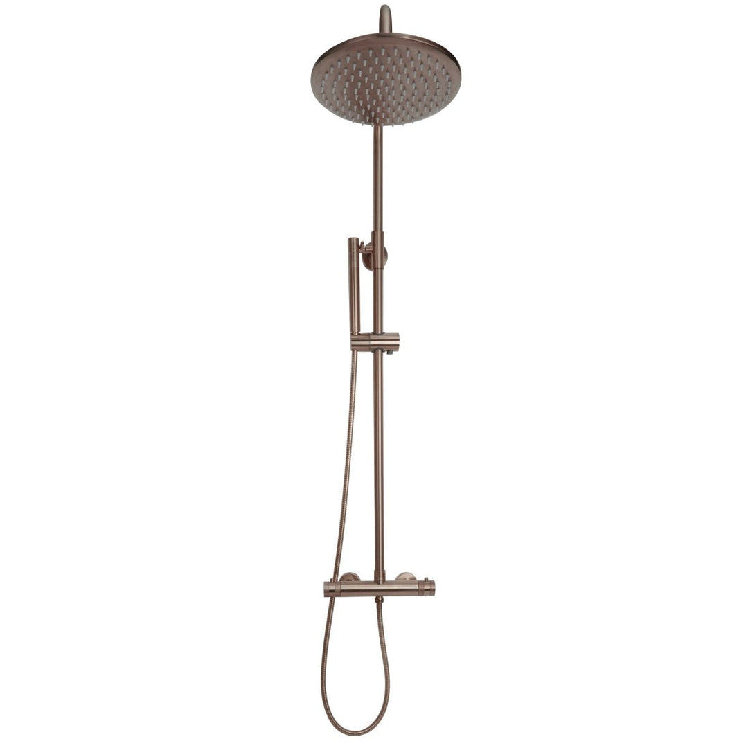 AM00593 - Amara Runswick Round Rigid Riser Shower in Brushed Bronze - Coa Living