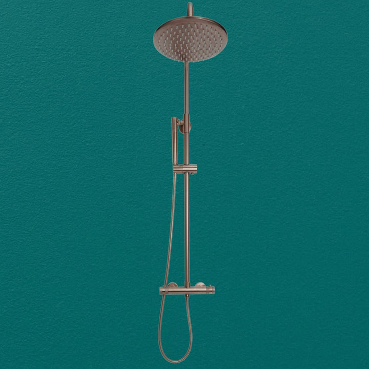 AM00593 - Amara Runswick Round Rigid Riser Shower in Brushed Bronze - Coa Living