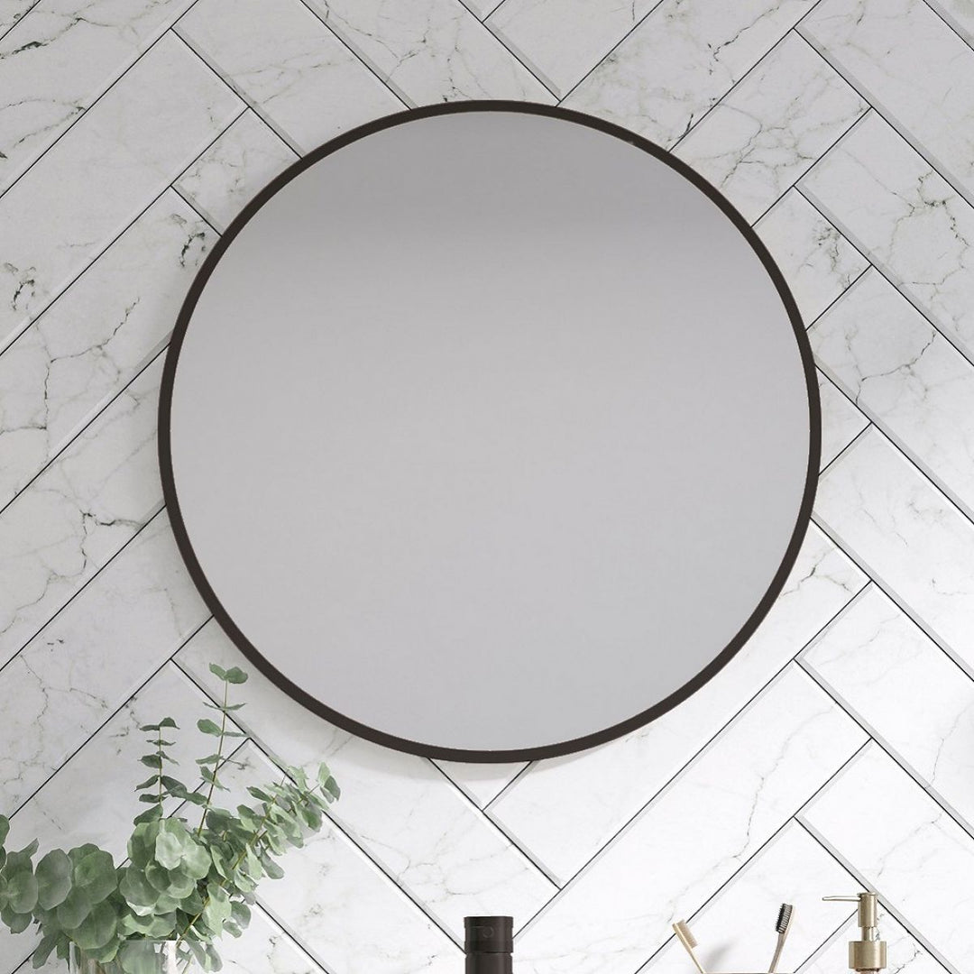 AM00595 - Amara Bedlam Round Illuminated Mirror in Matt Black - Coa Living