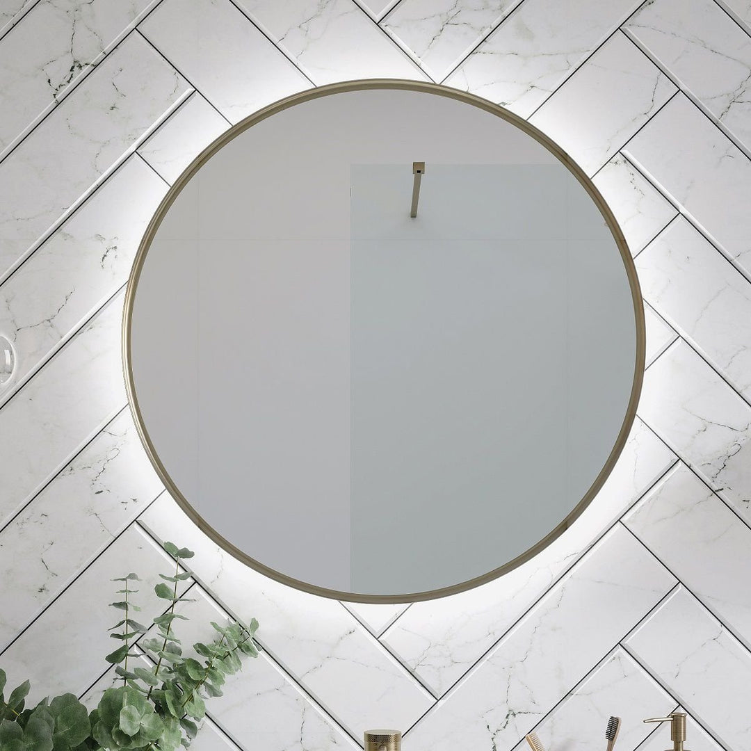 AM00596 - Amara Bedlam Round Illuminated Mirror in Brushed Brass - Coa Living