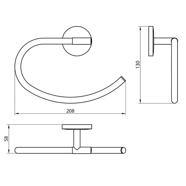 AM00608 - Amara Richmond Wall Mounted Towel Ring in Chrome - Coa Living