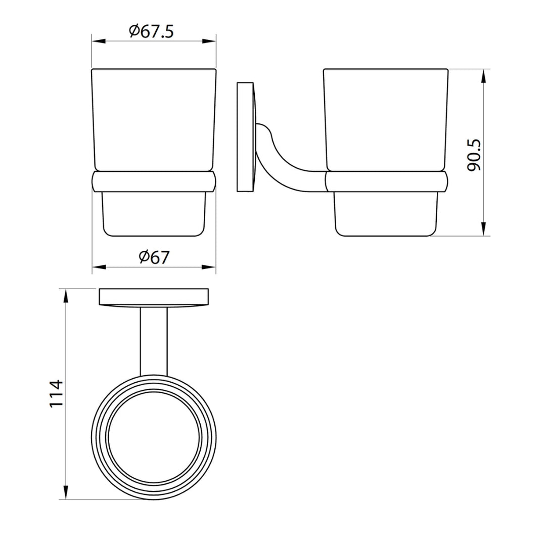 AM00610 - Amara Richmond Wall Mounted Tumbler Holder in Chrome - Coa Living