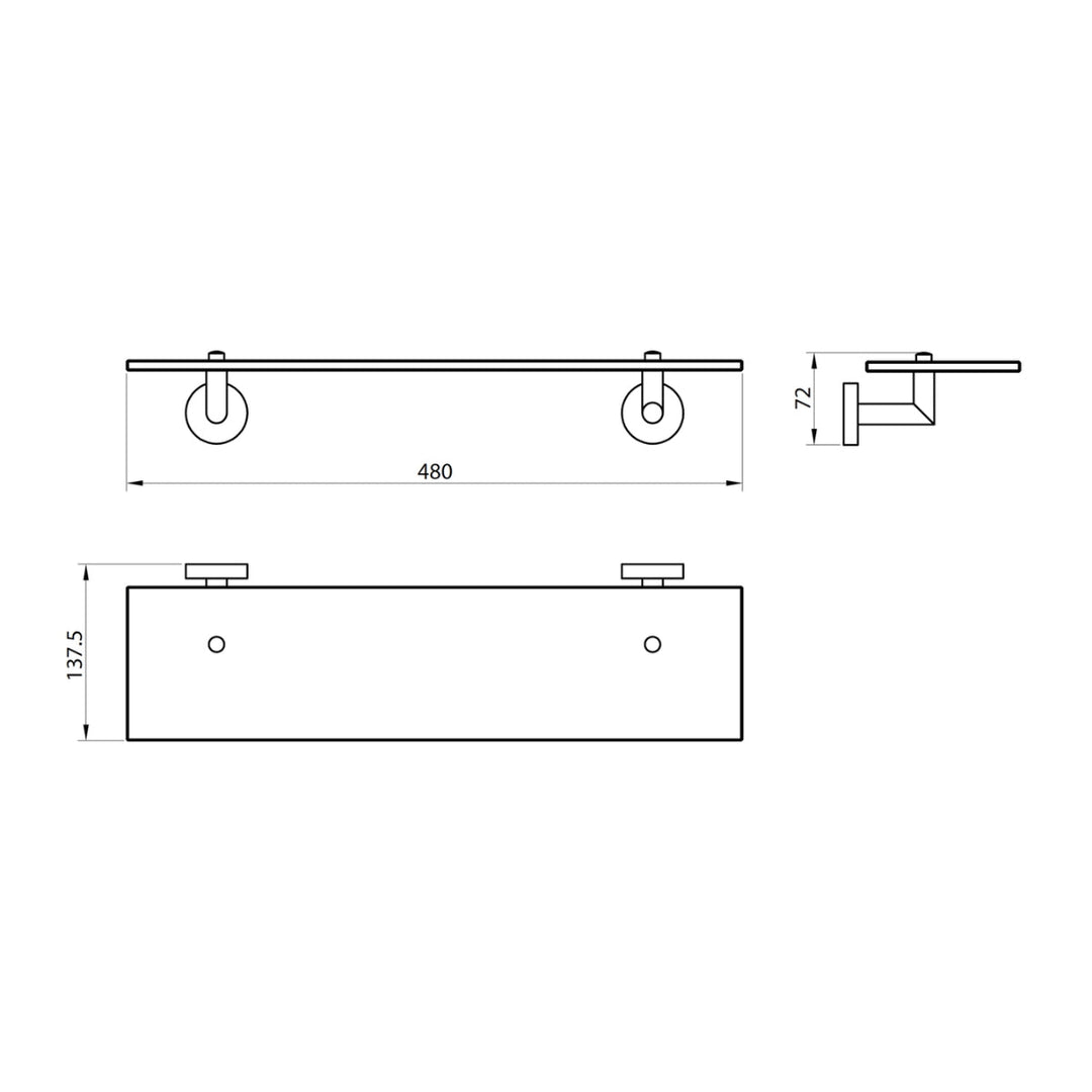 AM00691 - Amara Lythe Glass Bathroom Shelf in Chrome - Coa Living