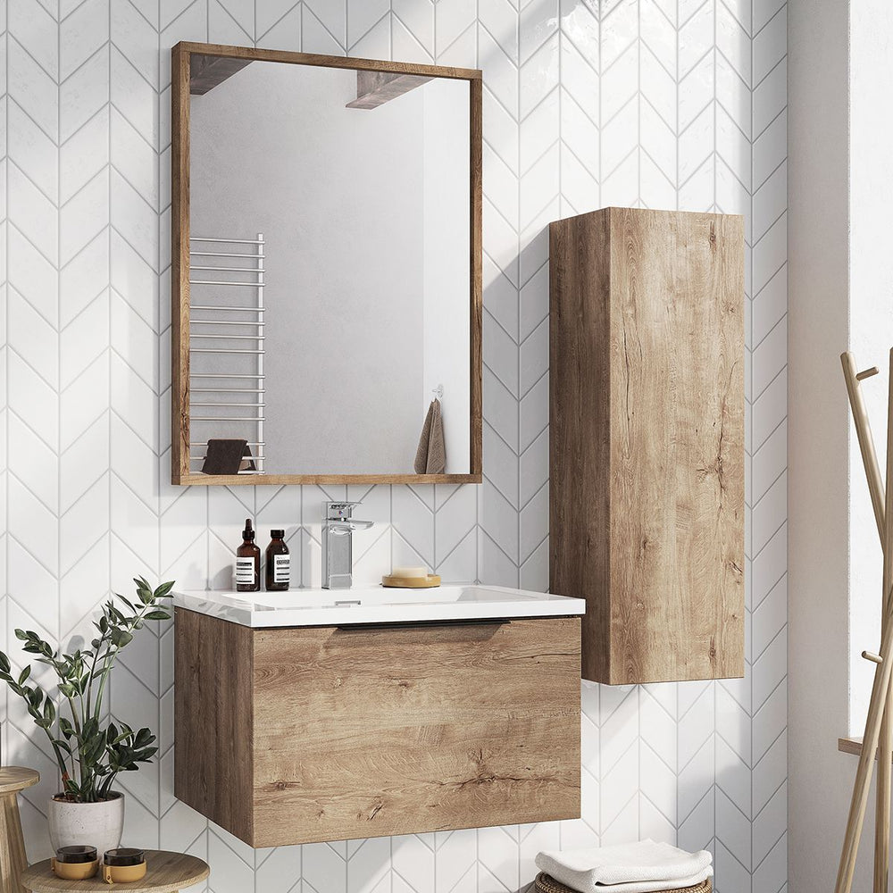 AM00722 - Amara Rosedale Framed Bathroom Mirror in Rustic Oak - Coa Living