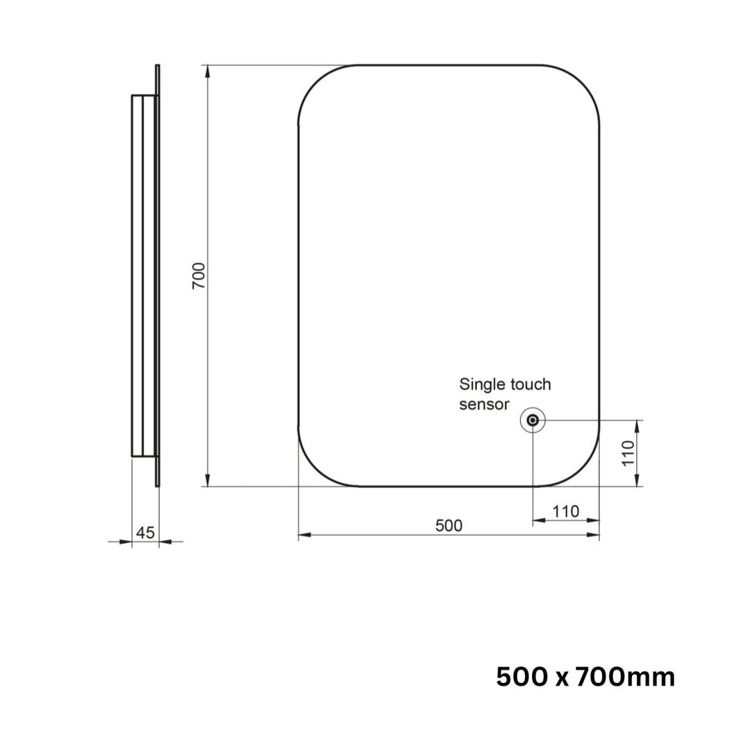 AM00726 - Amara Bedale LED Mirror with Demister Pad and Shaver Socket - Coa Living