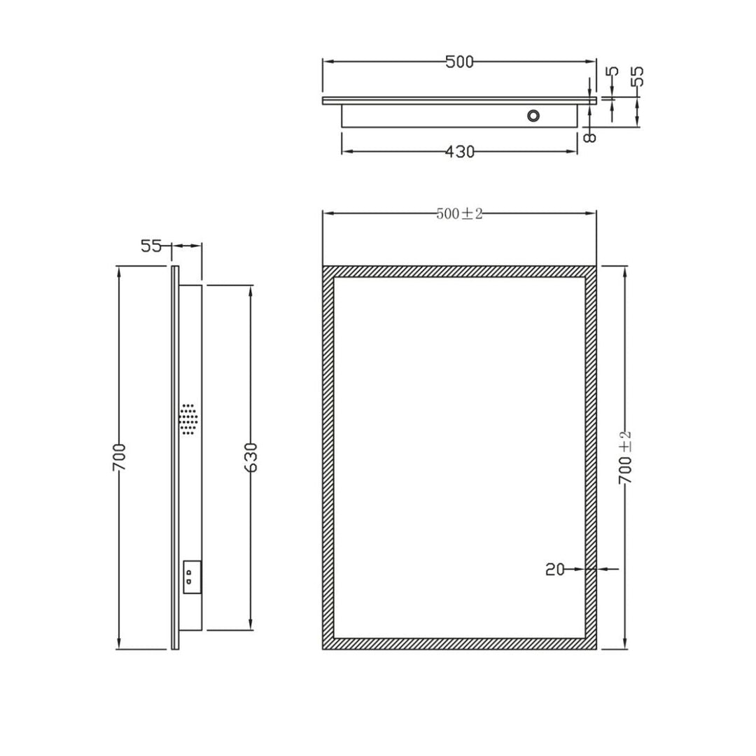 AM00738 - Amara Askrigg Bluetooth LED Mirror with Demister Pad and Shaver Socket - Coa Living