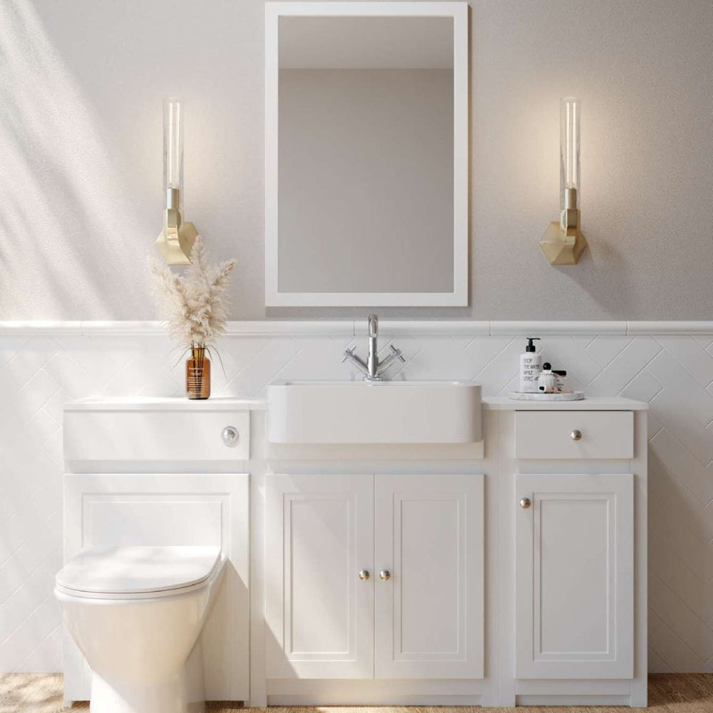 AM00740 - Amara Burnsall Framed Bathroom Mirror in Silk Chalk White - Coa Living