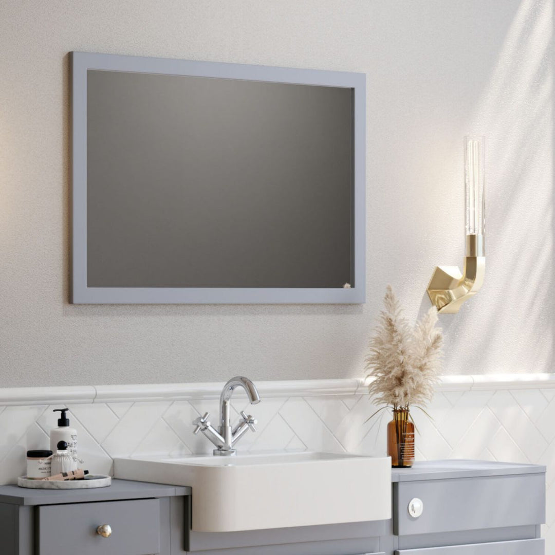 AM00741 - Amara Burnsall Framed Bathroom Mirror in Silk Stone Grey - Coa Living