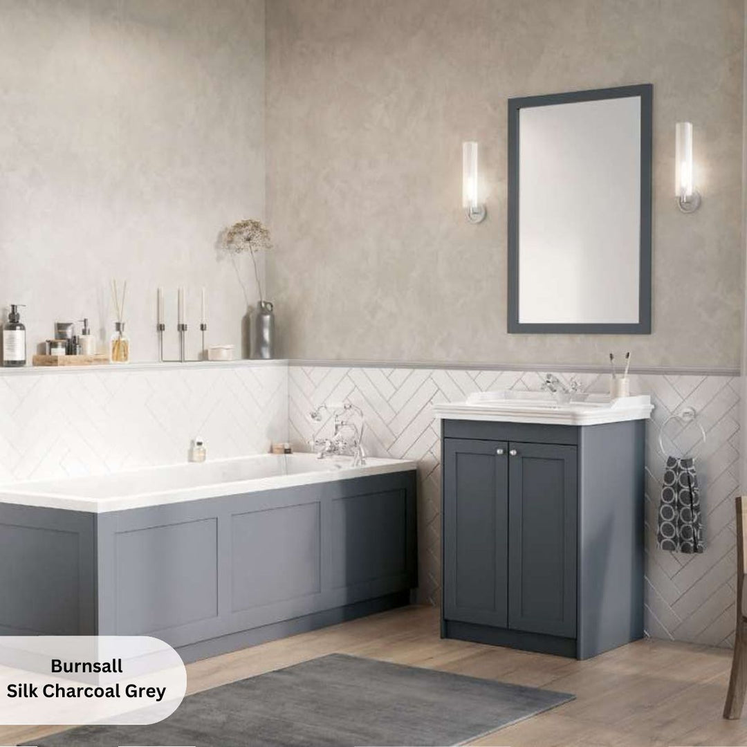 AM00742 - Amara Burnsall Framed Bathroom Mirror in Silk Charcoal Grey - Coa Living