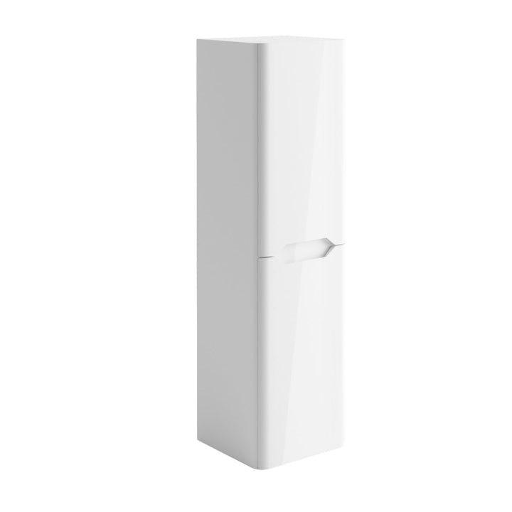 AM00826 - Amara Sawley Tall Wall Mounted Bathroom Cupboard in High Gloss White - Coa Living