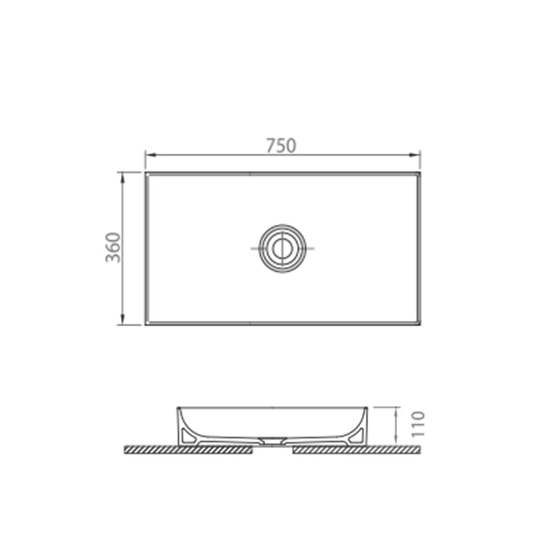 AM00837 - Amara Rectangular Countertop Basin - Coa Living