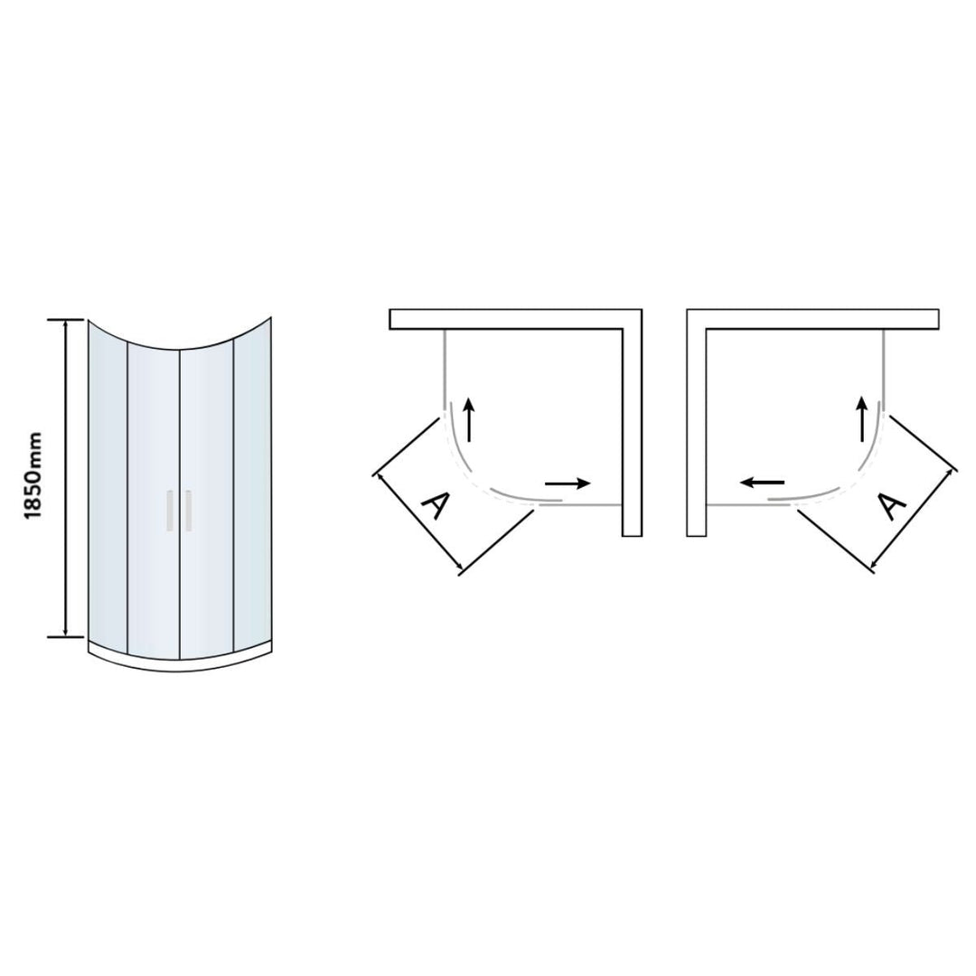 AM00851 - Amara Levisham Double Door Quadrant Shower Enclosure in Chrome - Coa Living