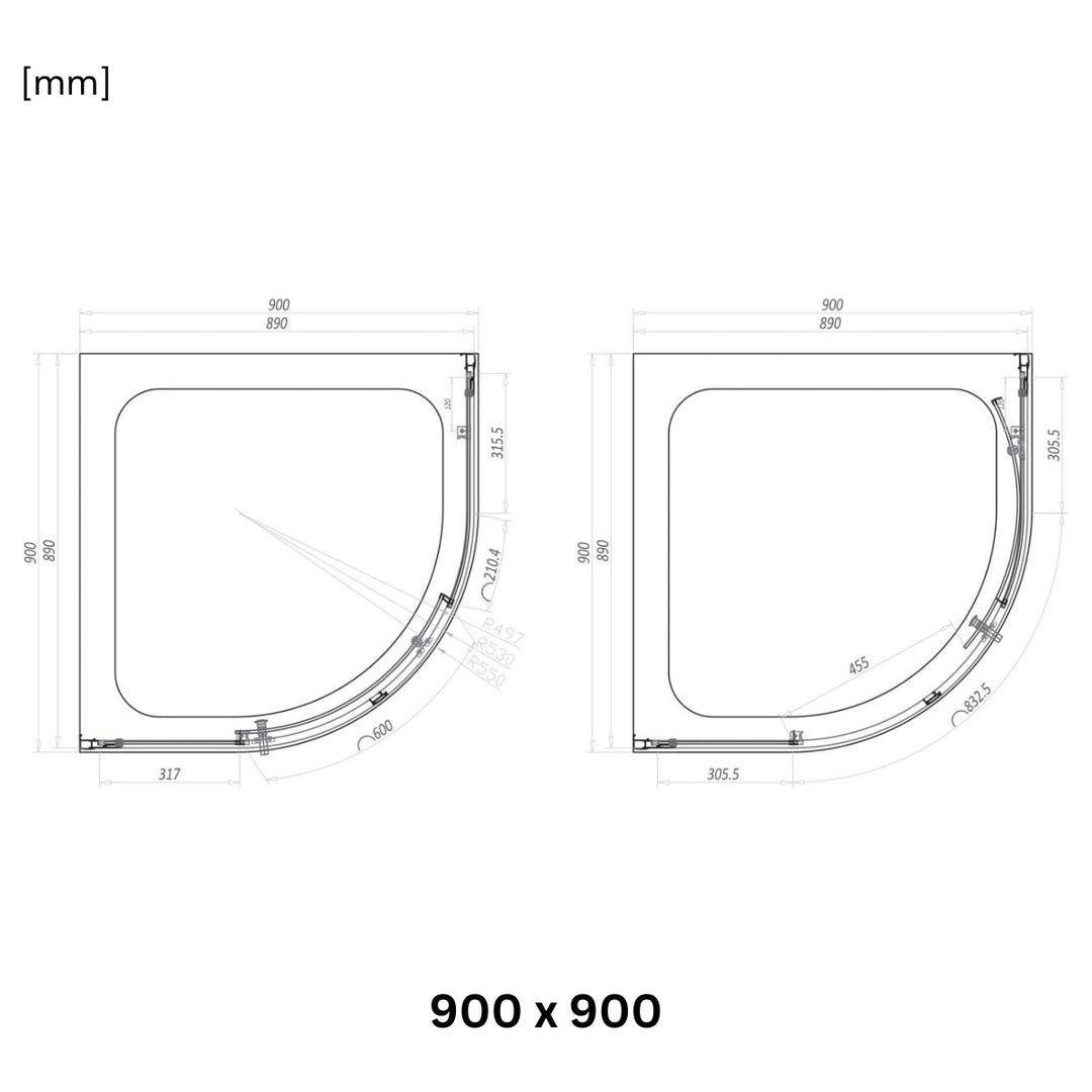 AM00857 - Amara Levisham Single Door Quadrant Shower Enclosure in Chrome - Coa Living