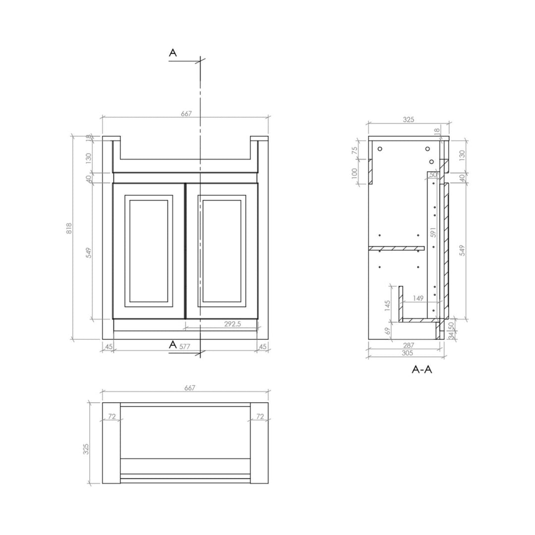 '- Amara Burnsall Vanity Unit with Semi-Recessed Basin in Silk Chalk White - Coa Living