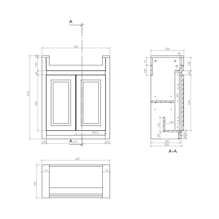 '- Amara Burnsall Vanity Unit with Semi-Recessed Basin in Silk Chalk White - Coa Living