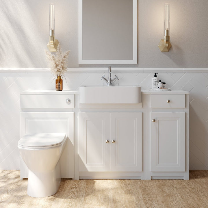 '- Amara Burnsall Vanity Unit with Semi-Recessed Basin in Silk Chalk White - Coa Living