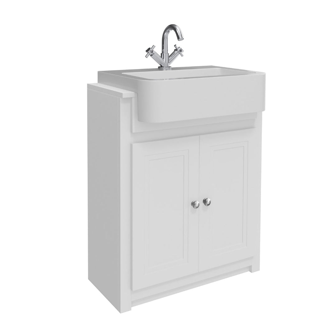 '- Amara Burnsall Vanity Unit with Semi-Recessed Basin in Silk Chalk White - Coa Living