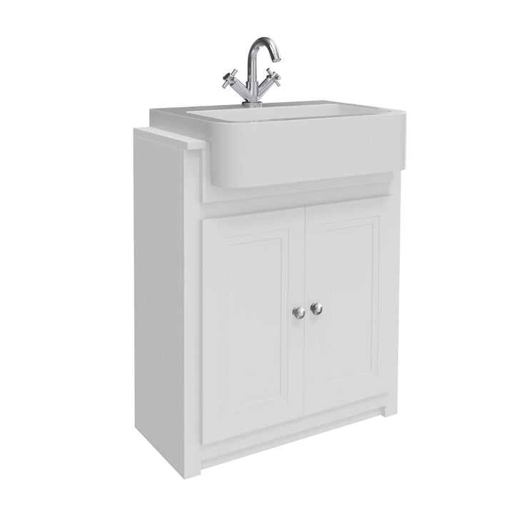 '- Amara Burnsall Vanity Unit with Semi-Recessed Basin in Silk Chalk White - Coa Living