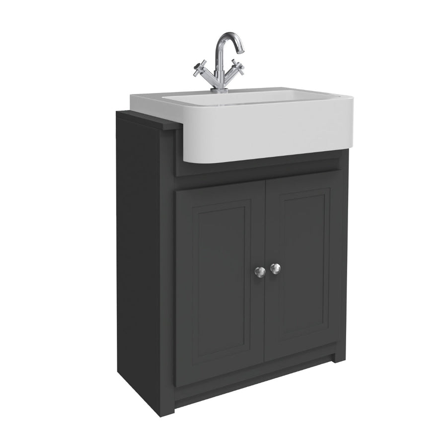 '- Amara Burnsall Vanity Unit with Semi-Recessed Basin in Silk Charcoal Grey - Coa Living