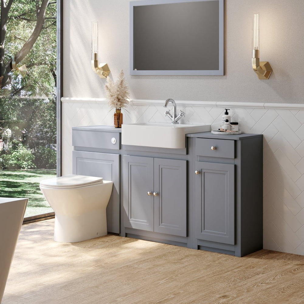 '- Amara Burnsall Vanity Unit with Semi-Recessed Basin in Silk Stone Grey - Coa Living