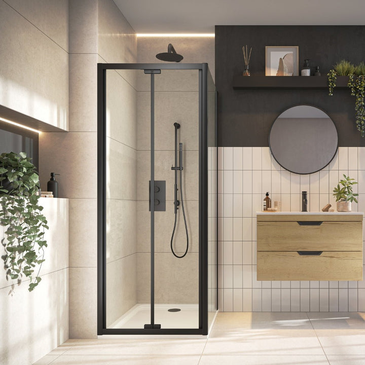 '- Amara Levisham Bifold Shower Door in Black - Coa Living