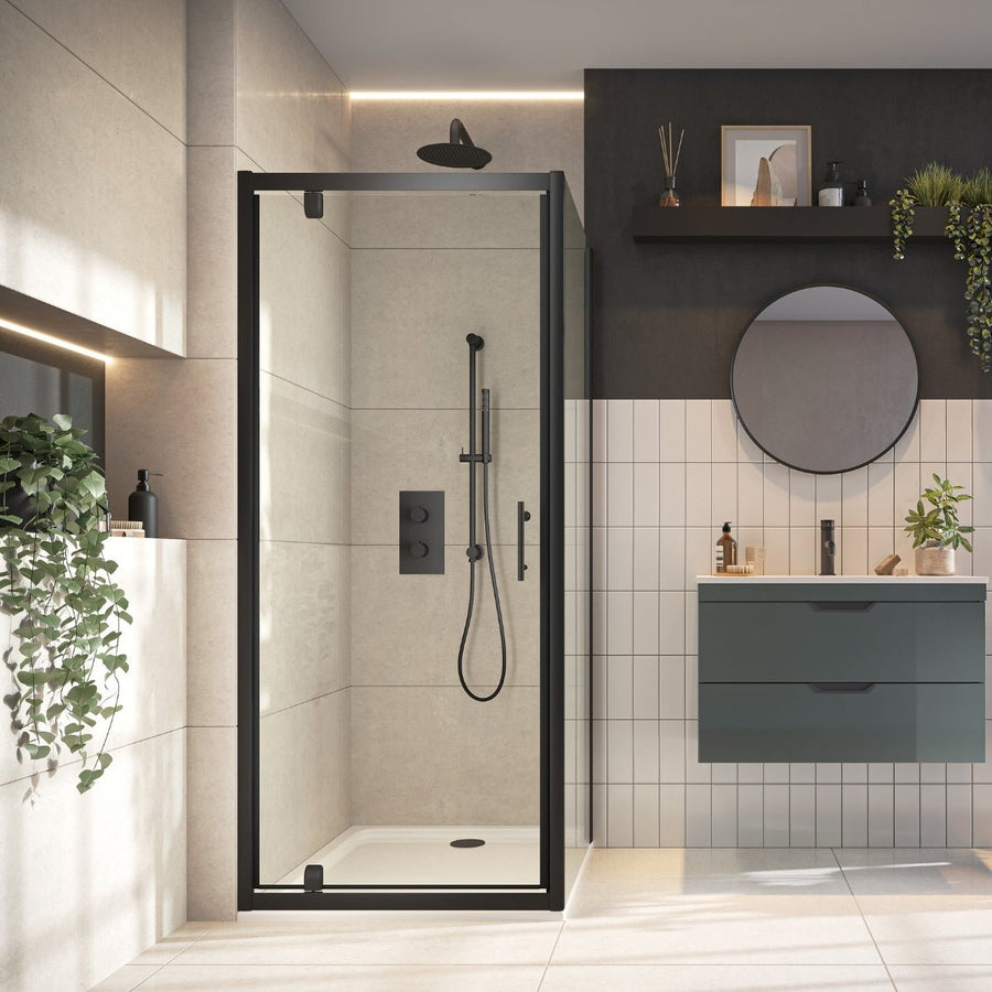 '- Amara Levisham Pivot Shower Door in Black - Coa Living