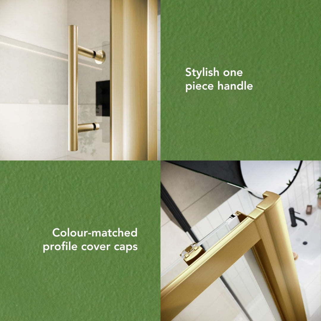 '- Amara Levisham Sliding Shower Door in Brushed Brass - Coa Living