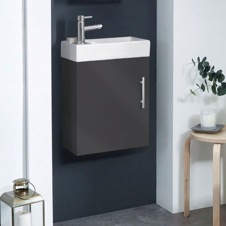 '- Amara Leyburn Wall Hung Cloakroom Unit in Gloss Anthracite - Coa Living