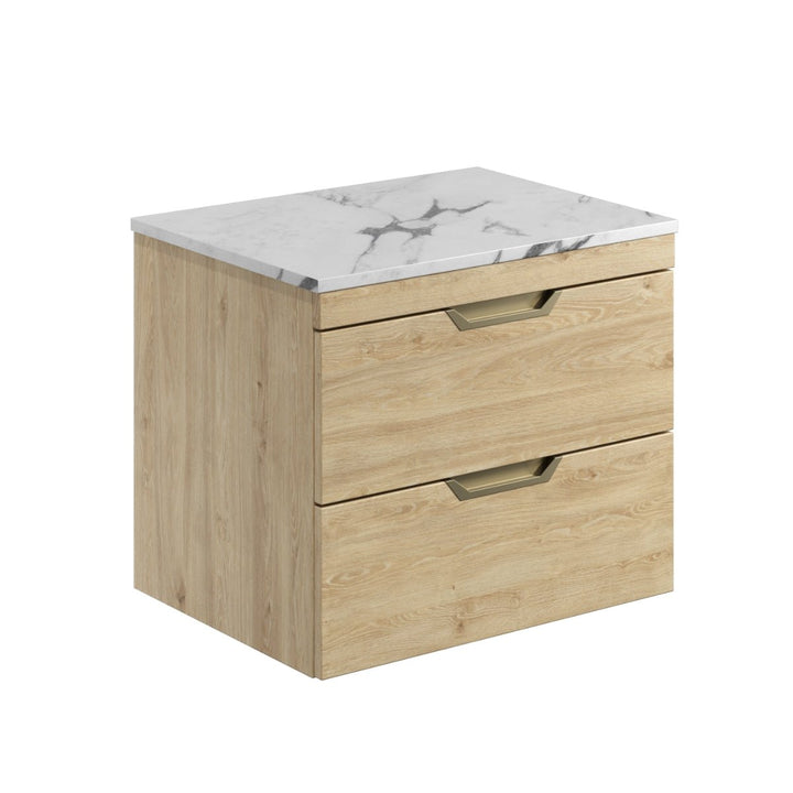 '- Amara Reeth 600mm Vanity Unit in Davos Oak with Countertop - Coa Living