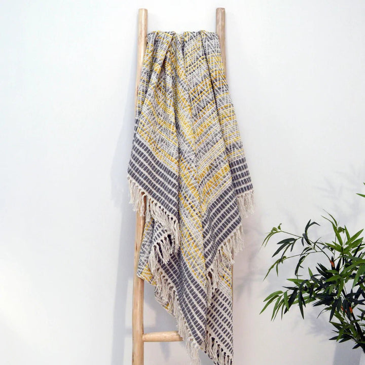 ARIZONATHROWSMALLMUSTARD - Arizona Zig Zag Heavyweight Herringbone Throw - Coa Living