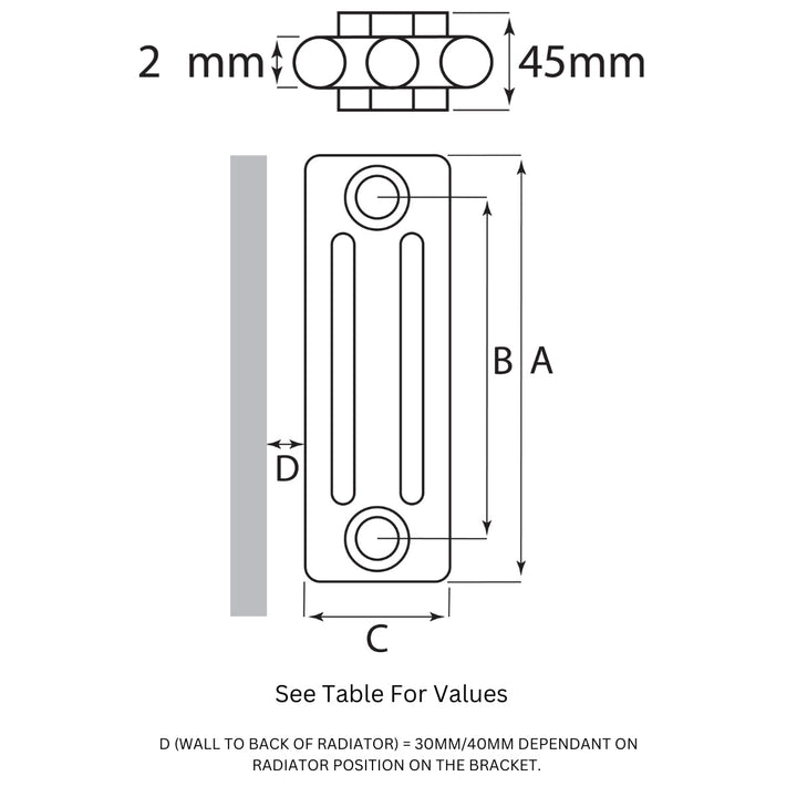 AST00103 - Astrala Oreto Horizontal Column Radiator in White - Coa Living