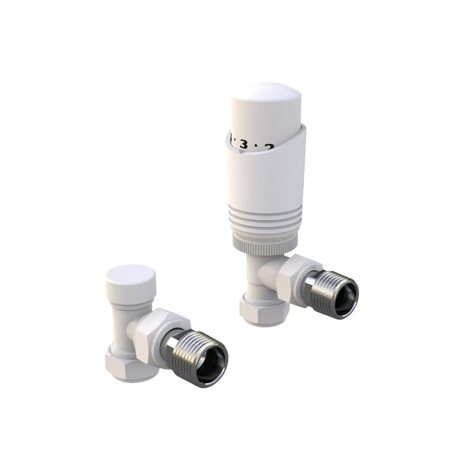 AST00542 - Astrala Angled Thermostatic Radiator Valve Pack in White - Coa Living