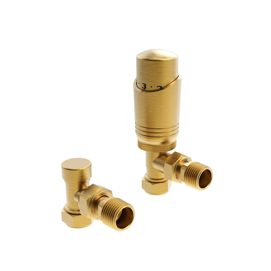 AST00547 - Astrala Angled Thermostatic Radiator Valve Pack in Brushed Brass - Coa Living