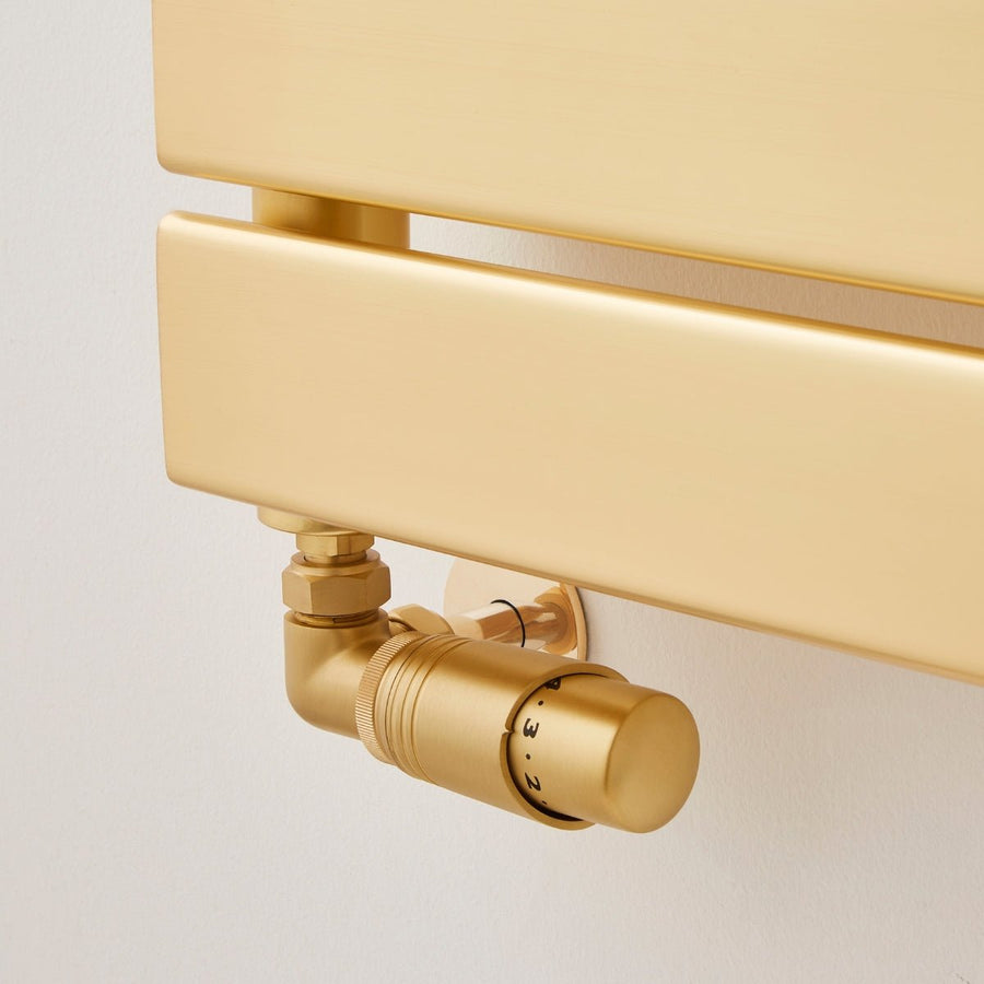 AST00548 - Astrala Corner Thermostatic Radiator Valve Pack in Brushed Brass - Coa Living