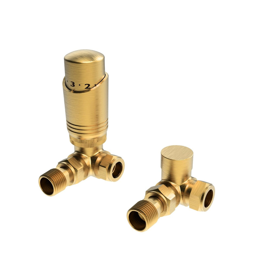 AST00548 - Astrala Corner Thermostatic Radiator Valve Pack in Brushed Brass - Coa Living