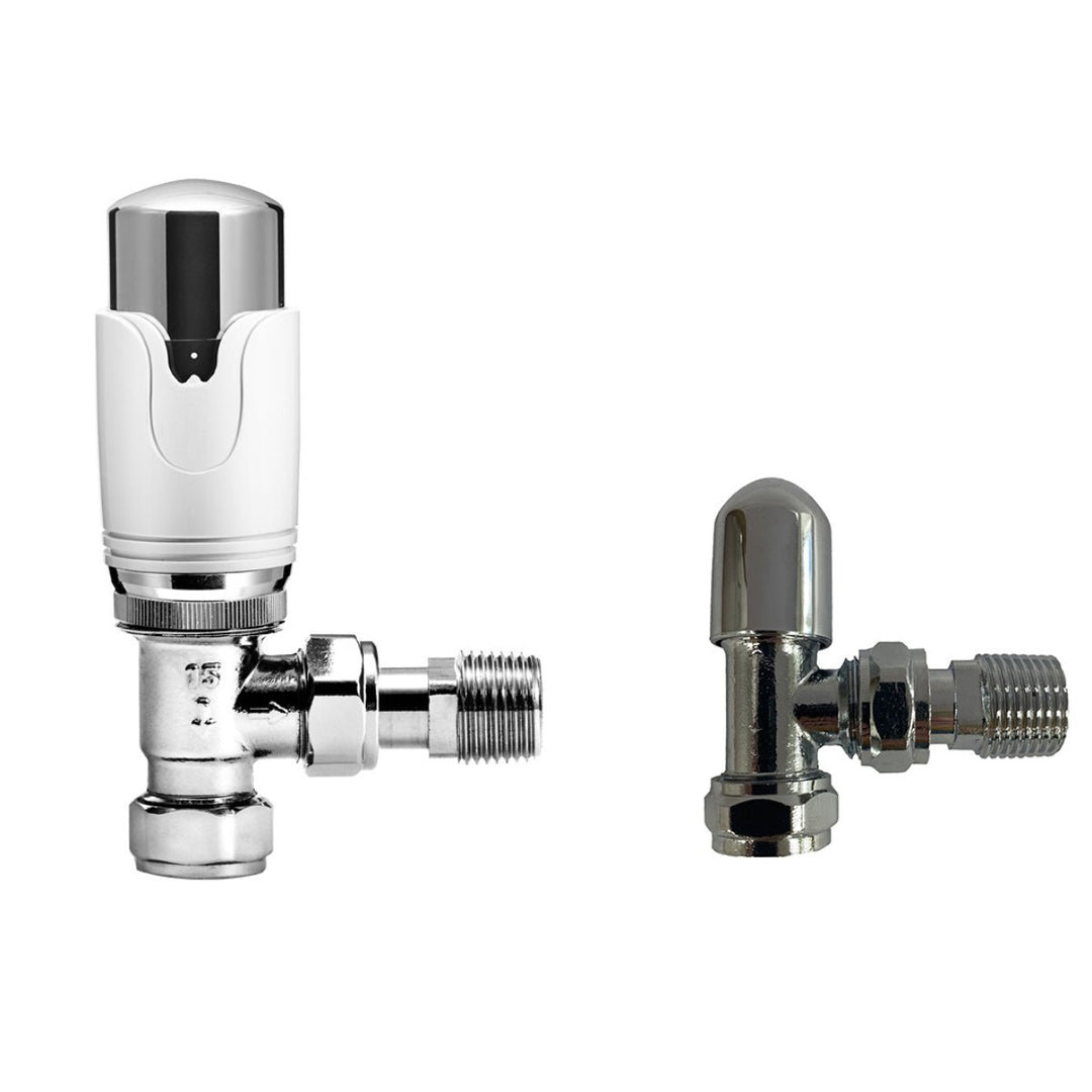 AST00550 - Astrala Angled Thermostatic Radiator Valve Pack in Chrome and White - Coa Living