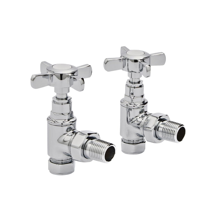 AST00576 - Astrala Traditional Crosshead Angled Manual Radiator Valves in Chrome - Coa Living