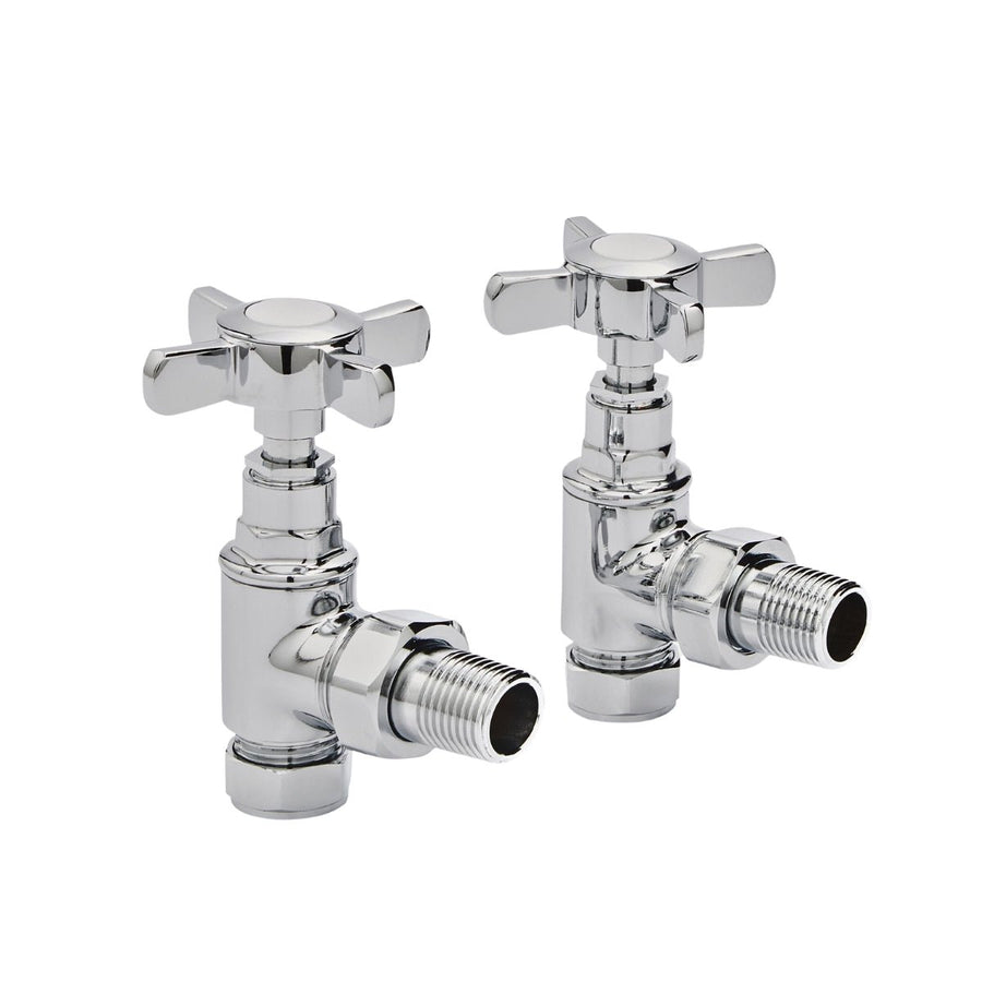 AST00576 - Astrala Traditional Crosshead Angled Manual Radiator Valves in Chrome - Coa Living