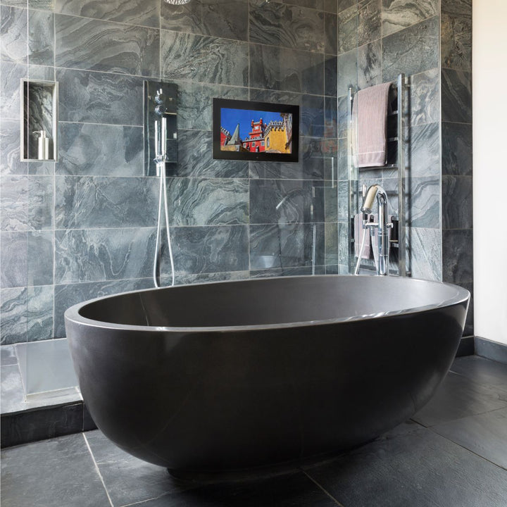 AVF22L-CGBLSP - Aquavision Genesis 22" Complete Frameless Bathroom TV with Black Glass and Speakers - Coa Living