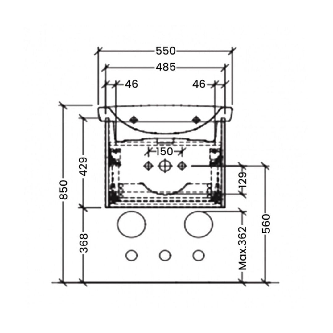 B53700VS/4A926001 - Villeroy And Boch Newo 550mm Vanity Unit and Basin - Coa Living