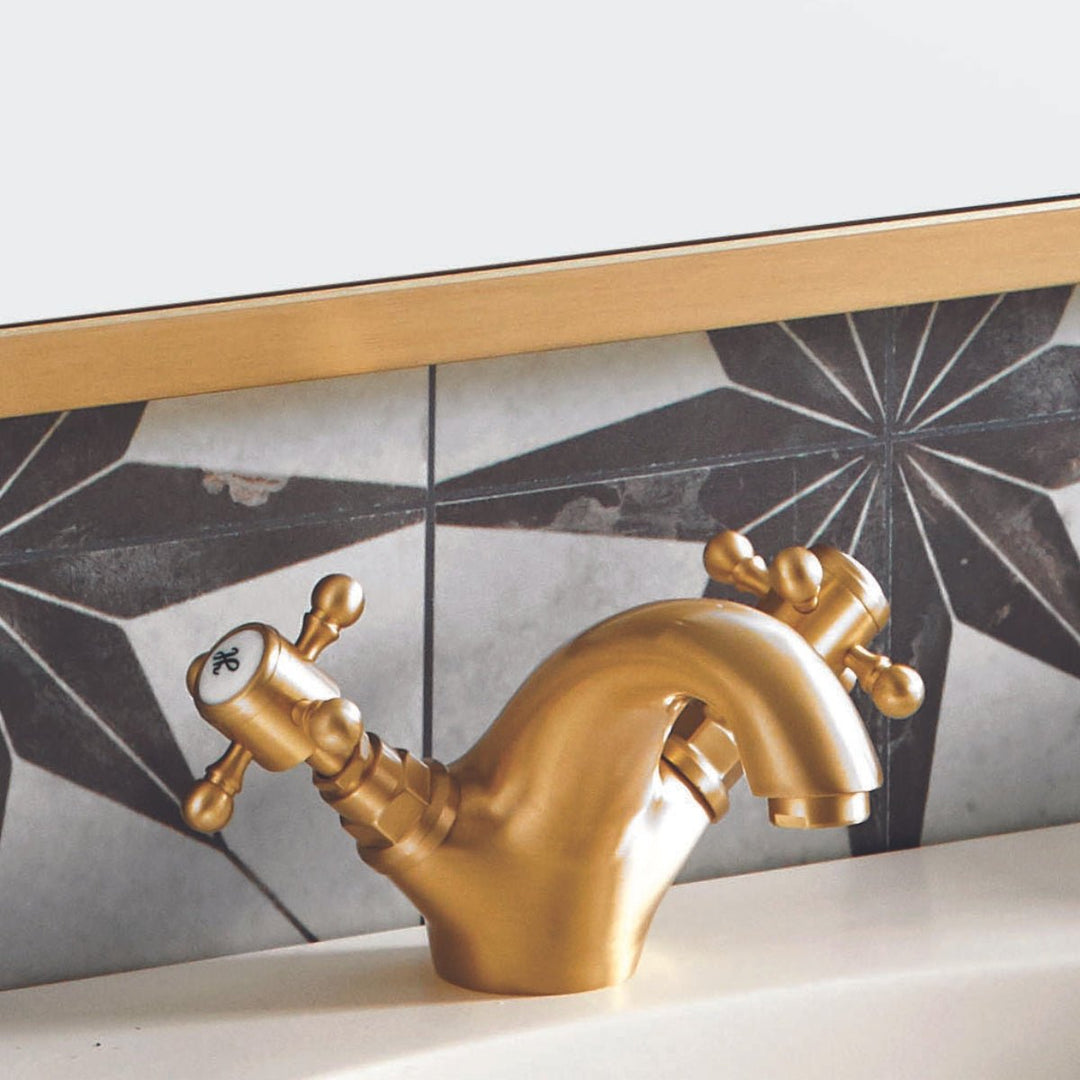 BRASS001 - Harrogate Mono Basin Mixer Tap with Push Waste in Brushed Brass - Coa Living