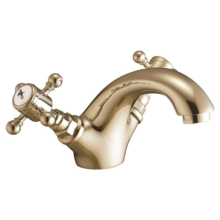 BRASS001 - Harrogate Mono Basin Mixer Tap with Push Waste in Brushed Brass - Coa Living