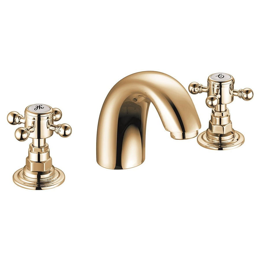 BRASS009 - Harrogate 3 Hole Basin Mixer Tap in Brushed Brass - Coa Living