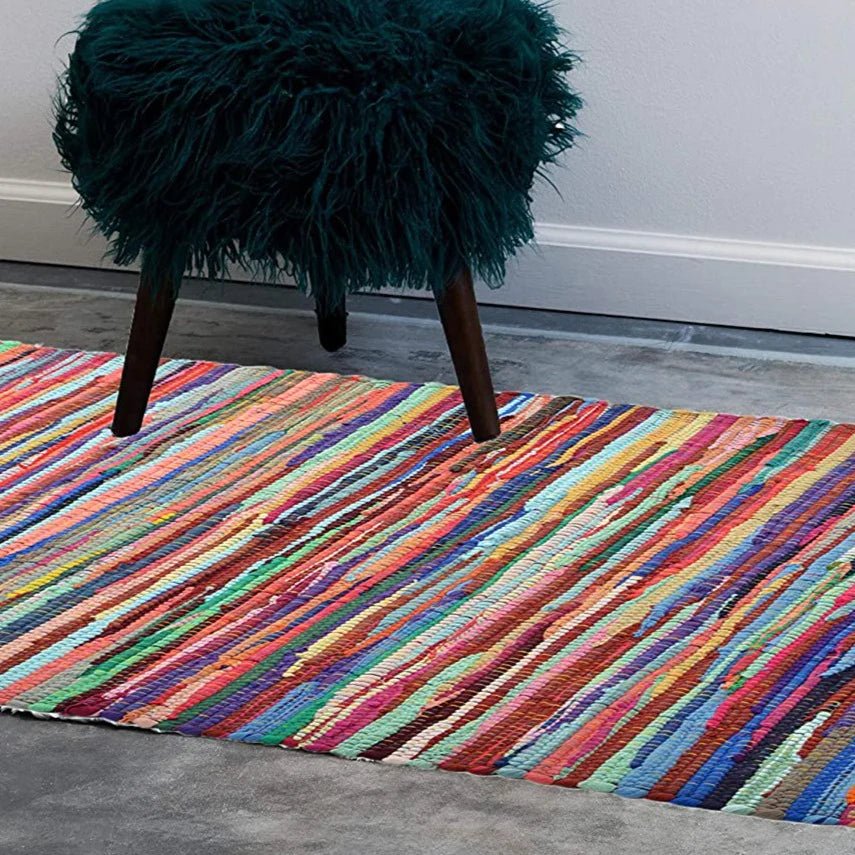 CHINDIRUG50X80FRINGE - Chindi Hand-Woven Rag Rug - Coa Living