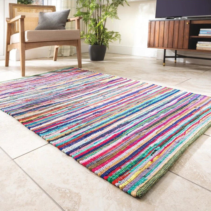 CHINDIRUG50X80FRINGE - Chindi Hand-Woven Rag Rug - Coa Living