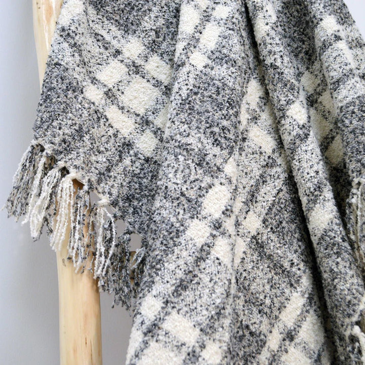 DARWINTHROWSMALLGREY - Darwin Chenille Tartan Throw - Coa Living