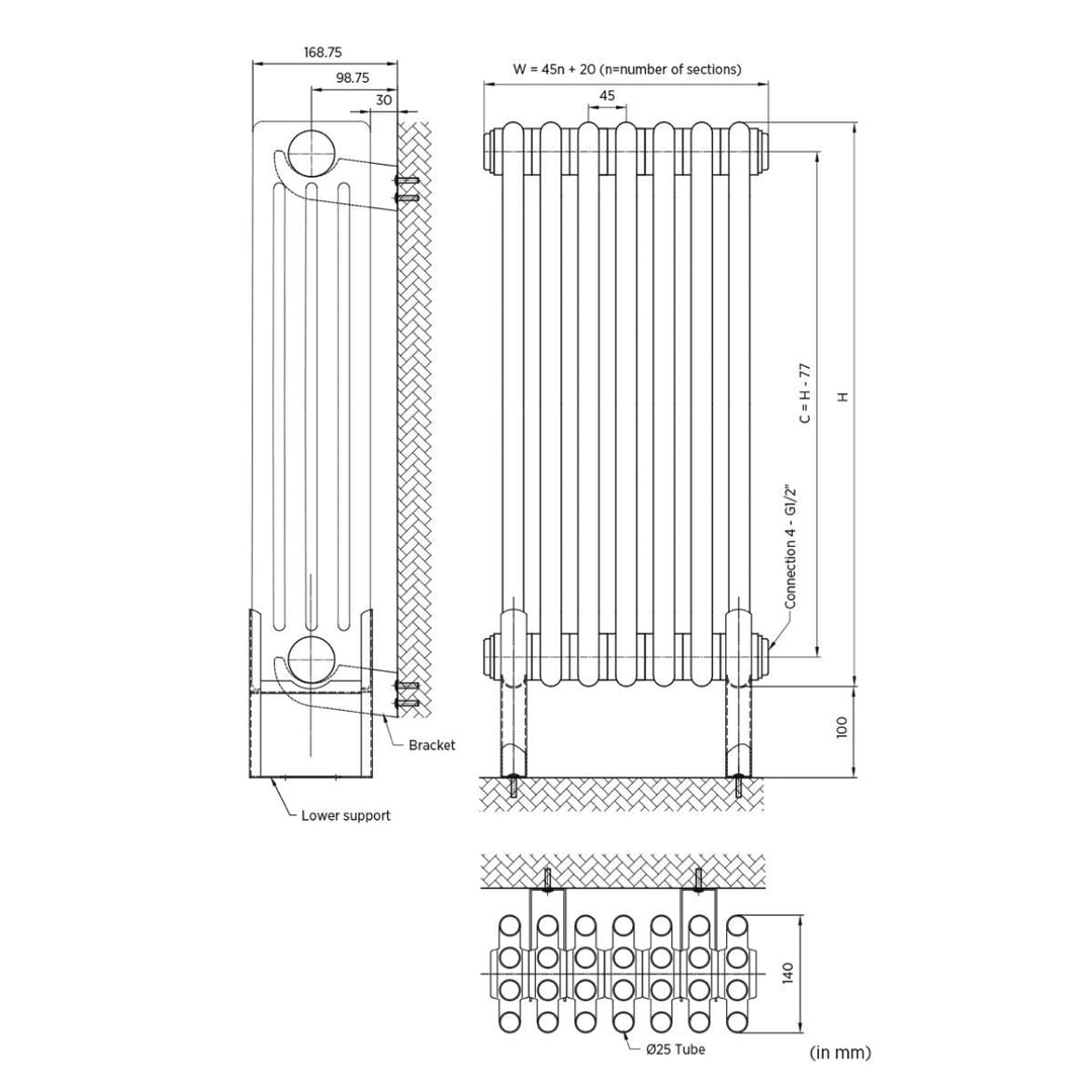 DRMC47300875HW4 - Warmhaus 4 Column Radiator - Coa Living