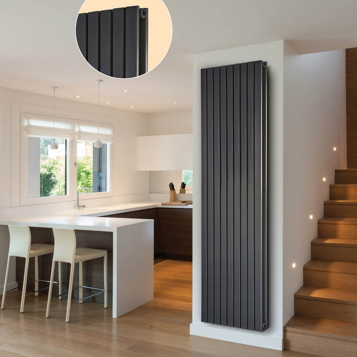 DRQ13180295VAD3 - Warmhaus Carina Double Panel Vertical Radiator in Anthracite - Coa Living