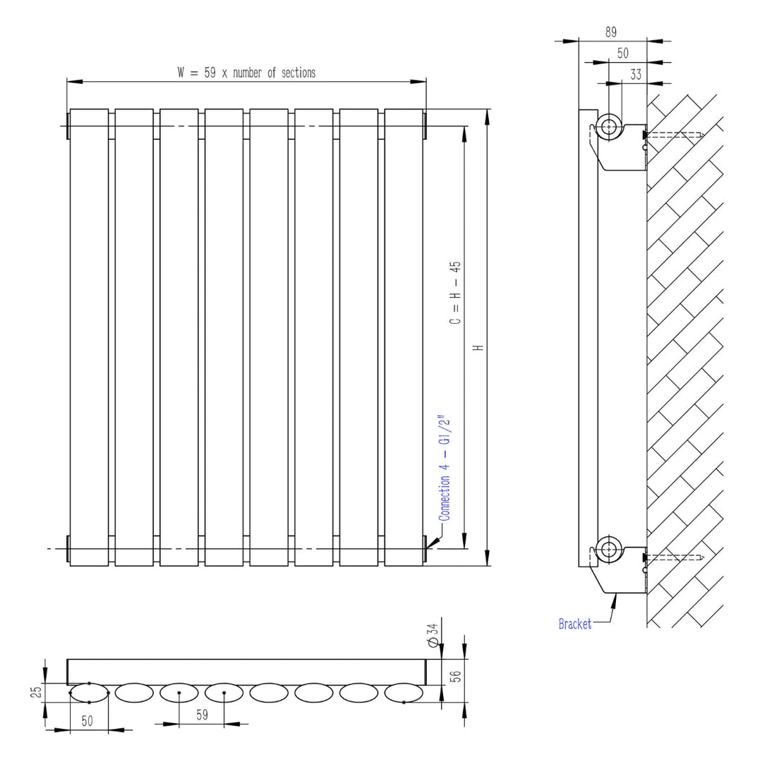 DRQ15180354VWS4 - Warmhaus Virgo Single Panel Vertical Radiator in White - Coa Living